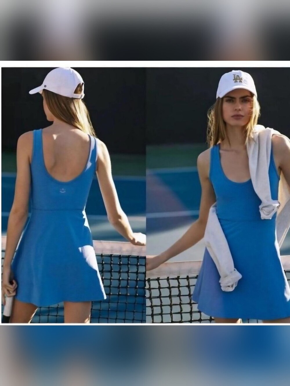 Blue Scoop-Back Tennis Dress - Women